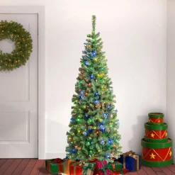 Cheap National Tree Company First Traditions Pre-Lit Artificial Linden Spruce Christmas Tree, Multicolor Led Lights, Plug In, 6 Ft