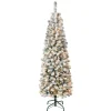 Clearance National Tree Company First Traditions Pre-Lit Acacia Flocked Tree Slim Christmas Tree, Clear Incandescent Lights, Plug In, 6 Ft