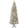 First Traditions Pre-Lit Acacia Flocked Tree Medium Christmas Tree, Clear Incandescent Lights, Plug In, 7.5 Ft^National Tree Company Hot