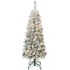 Online National Tree Company First Traditions Pre-Lit Acacia Flocked Tree Slim Christmas Tree, Clear Incandescent Lights, Plug In, 4.5 Ft