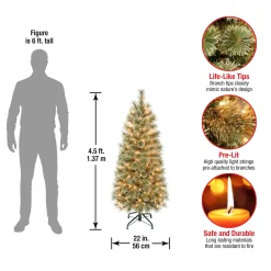 Best National Tree Company First Traditions Pre-Lit Arcadia Pine Cashmere Slim Christmas Tree, Clear Incandescent Lights, Plug In, 4.5 Ft