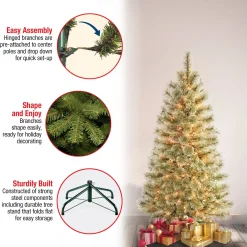 New National Tree Company First Traditions Pre-Lit Arcadia Pine Cashmere Christmas Tree, Clear Incandescent Lights, Plug In, 4.5 Ft