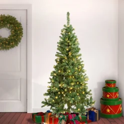 Clearance National Tree Company First Traditions Pre-Lit Artificial Linden Spruce Christmas Tree, Warm White Led Lights, Plug In, 6 Ft