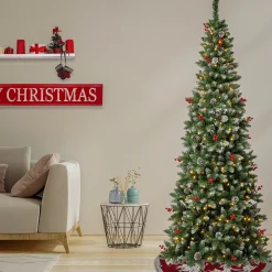 Outlet National Tree Company First Traditions Pre-Lit Cullen Slim Christmas Tree With Hinged Branches, Warm White Led Lights, Plug In, 7.5Ft