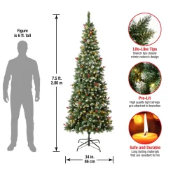 Outlet National Tree Company First Traditions Pre-Lit Cullen Slim Christmas Tree With Hinged Branches, Warm White Led Lights, Plug In, 7.5Ft