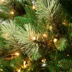 Store National Tree Company First Traditions Pre-Lit Charleston Pine Snowy Slim Christmas Tree, Clear Incandescent Lights, Plug In, 7.5 Ft