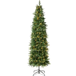 First Traditions Pre-Lit Duxbury Slim Christmas Tree With Hinged Branches, Warm White Led Lights, Plug In, 7.5 Ft^National Tree Company Shop