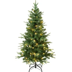 First Traditions Pre-Lit Duxbury Christmas Tree With Hinged Branches, Warm White Led Lights, Plug In, 4.5 Ft^National Tree Company Online