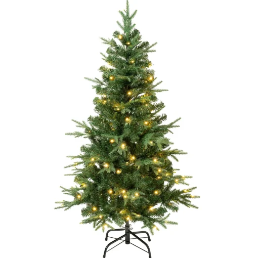 First Traditions Pre-Lit Duxbury Christmas Tree With Hinged Branches, Warm White Led Lights, Plug In, 4.5 Ft^National Tree Company Online