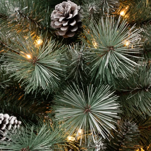 Sale National Tree Company First Traditions Pre-Lit Perry Hard Needle Christmas Tree, Clear Incandescent Lights, Plug In, 6 Ft