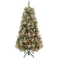 First Traditions Pre-Lit Perry Hard Needle Christmas Tree, Clear Incandescent Lights, Plug In, 4.5 Ft^National Tree Company Store