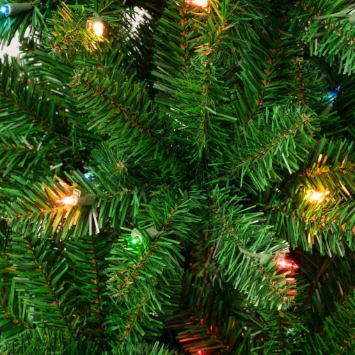 Sale National Tree Company First Traditions Pre-Lit Rowan Pencil Slim Christmas Tree, Multicolor Incandescent Lights, Plug In, 7.5 Ft