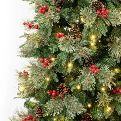 Flash Sale National Tree Company First Traditions Pre-Lit Virginia Blue Pine Slim Christmas Tree With Hinged Branches, Warm White Led Lights, Plug In, 7.5 Ft