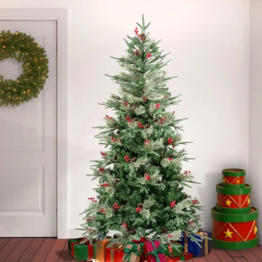Cheap National Tree Company First Traditions Virginia Blue Pine Christmas Tree With Hinged Branches, 6 Ft