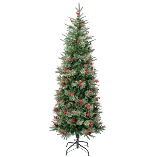 Best Sale National Tree Company First Traditions Virginia Blue Pine Slim Christmas Tree With Hinged Branches, 6 Ft