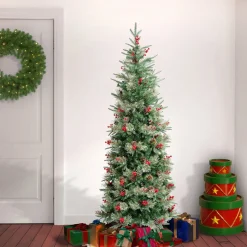 Best Sale National Tree Company First Traditions Virginia Blue Pine Slim Christmas Tree With Hinged Branches, 6 Ft