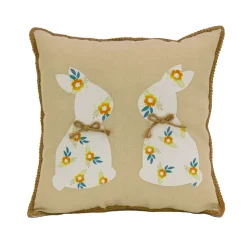 Outlet National Tree Company Floral Bunny Decorative Pillow, Beige, Easter Collection, 16 Inches