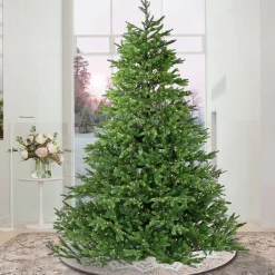 Best Sale National Tree Company 9Ft Pre-Lit Artificial Christmas Noble Fir Hinged Tree, 4240 Dual Color Changing Rice Lights- Ul