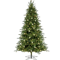 10Ft Pre-Lit Artificial Feel Real® Christmas Aspen Pine Hinged Tree, 5956 Warm White Led Cosmic Lights®-Ul^National Tree Company Store