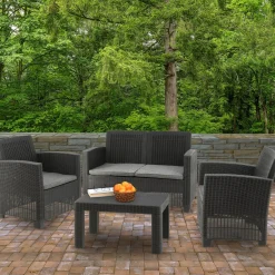 Best Sale National Tree Company Galloway Collection 4-Piece All-Weather Wicker Finish Conversation Set