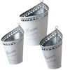 New National Tree Company Garden Flower Planters, Pack Of 3 White Tin 'Flower' Pots, Features Hanging Loops, Spring Collection, Varying Sizes