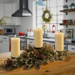 Sale National Tree Company Glittery Bristle Pine Candleholder Centerpieces