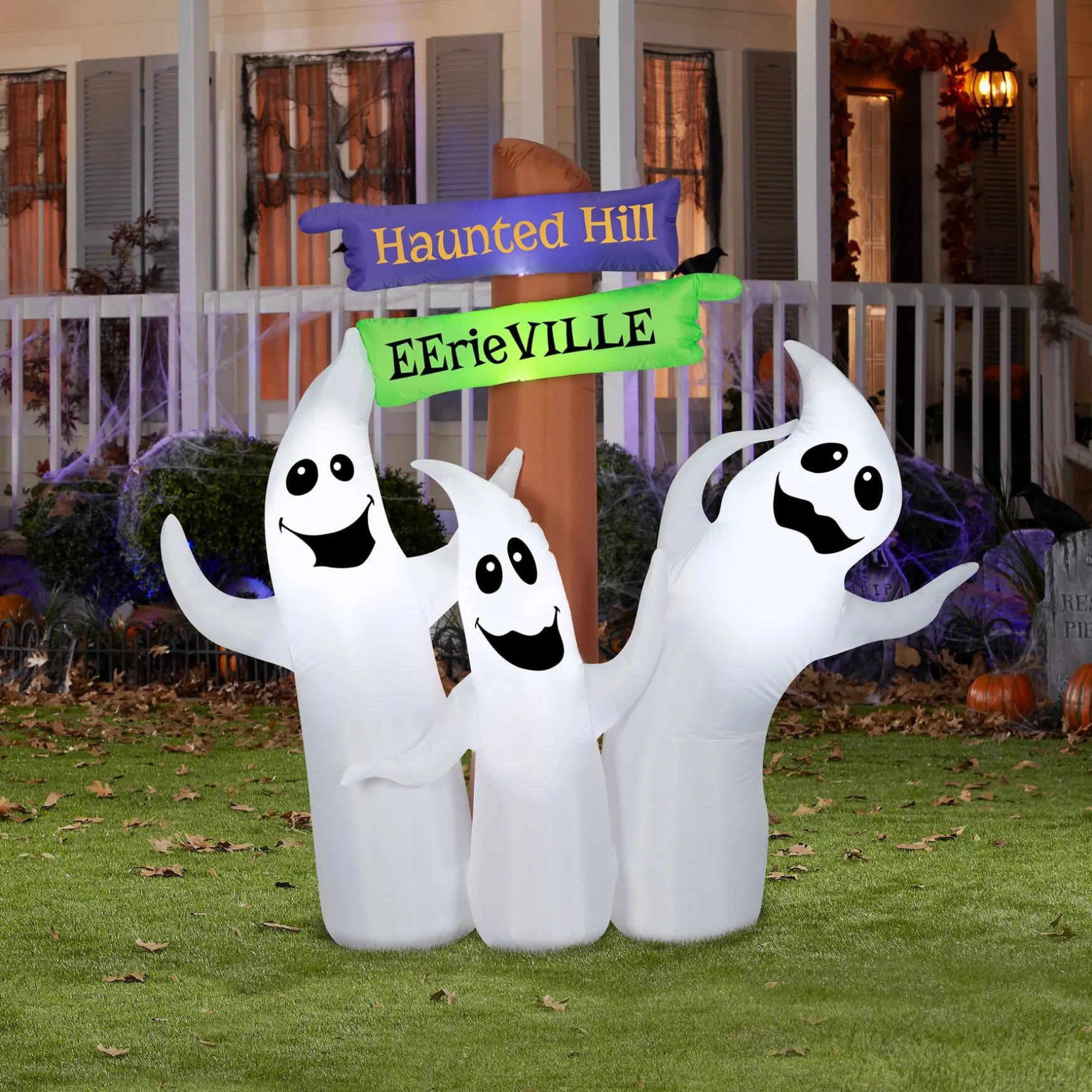 Best National Tree Company Halloween 6 Ft. Ghost Trio And Signpost