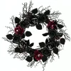 Cheap National Tree Company Halloween Artificial Spooky Wreath, Black, Decorated With Roses, Leaves, Thorny Branch Base, 22 Inches