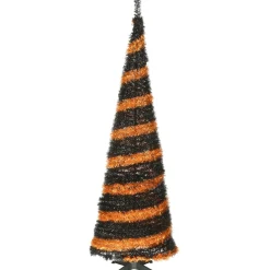 Fashion National Tree Company Halloween Artificial Tree, Black And Orange, Tinsel, Includes Stand, 7.5 Feet