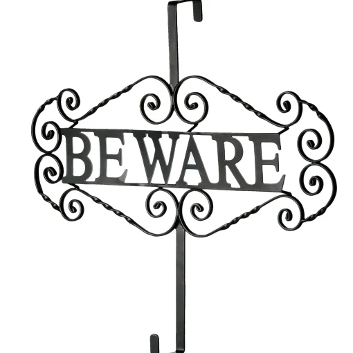 Store National Tree Company Halloween "Beware" Wreath Hanger, 16 Inches