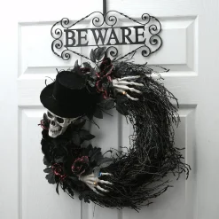 Store National Tree Company Halloween "Beware" Wreath Hanger, 16 Inches