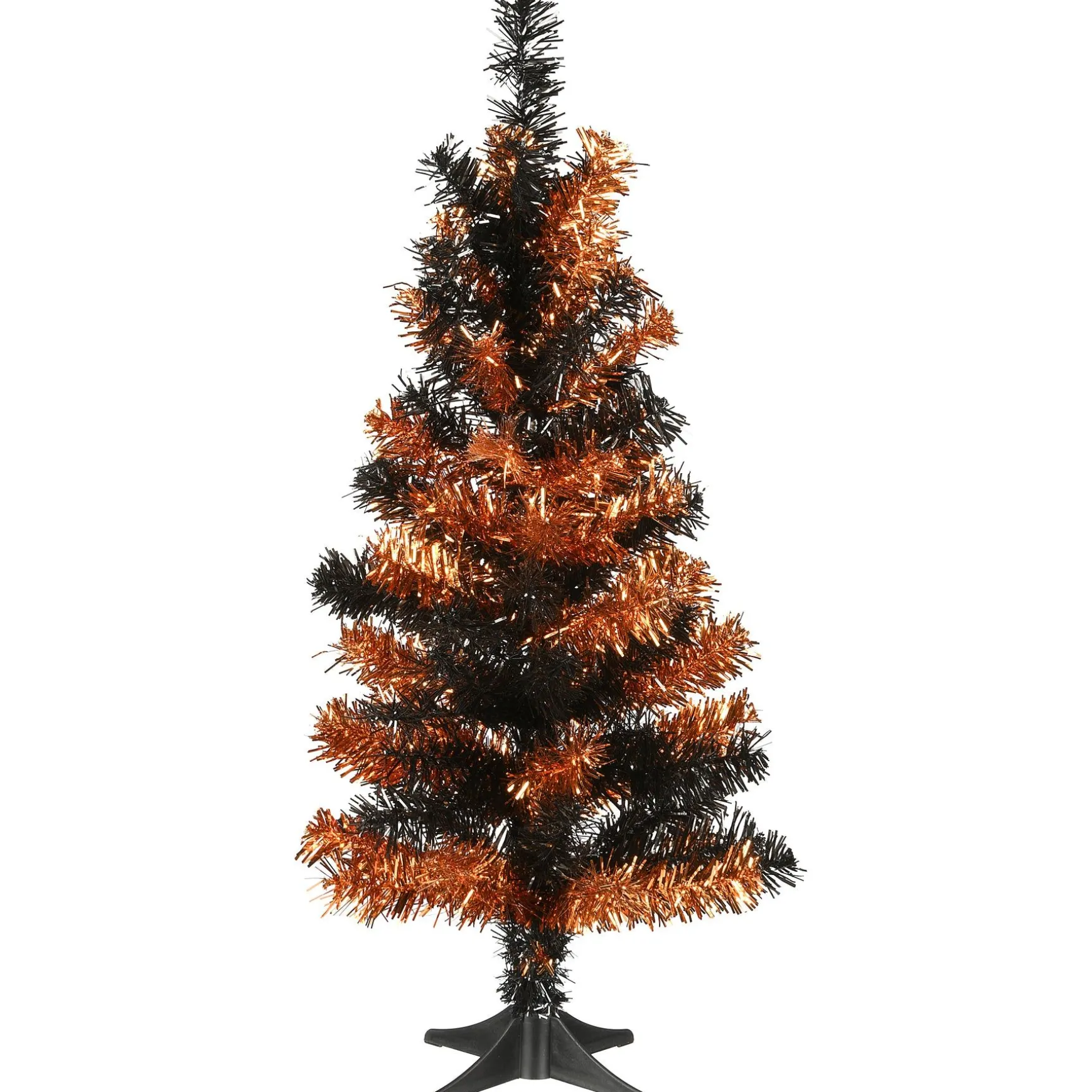 Hot National Tree Company Halloween Black Orange Tinsel Tree 24 In