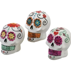 Hot National Tree Company Halloween Day Of The Dead Skulls, Pack Of 3, 3 Inches