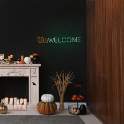 Outlet National Tree Company Halloween Hanging Neon Style Sign, Green, Moon And Flying Witch, Led Lights, Plug In, 50 Inches