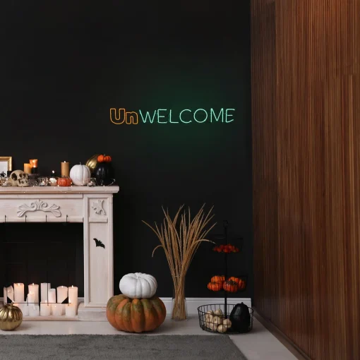 Outlet National Tree Company Halloween Hanging Neon Style Sign, Green, Moon And Flying Witch, Led Lights, Plug In, 50 Inches