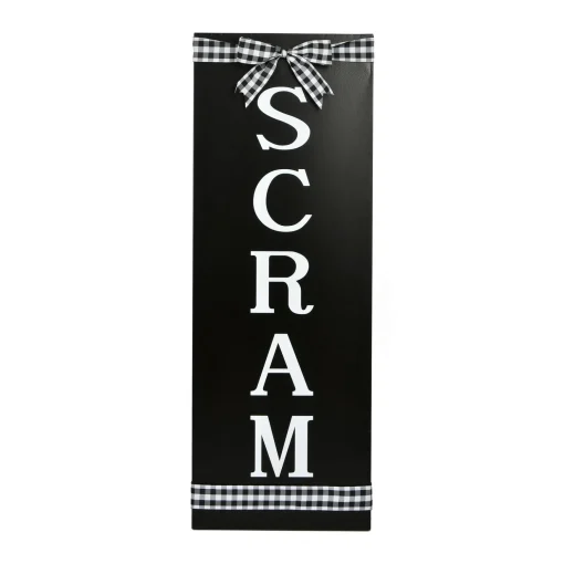 Online National Tree Company Halloween Hanging Porch Sign, Black, 'Scram', Metal Construction, 30 Inches