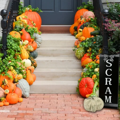 Online National Tree Company Halloween Hanging Porch Sign, Black, 'Scram', Metal Construction, 30 Inches