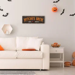 Online National Tree Company Halloween Hanging Wall Decoration, Black, 'Witches Brew Drink Company', Wooden Construction, 2 Feet