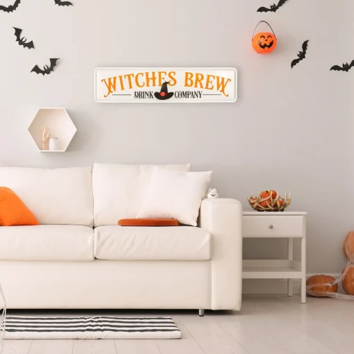 Best Sale National Tree Company Halloween Hanging Wall Decoration, White, 'Witches Brew Drink Company', Metal Construction, 31 Inches