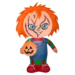 Fashion National Tree Company Halloween Inflatable Decoration, Orange, Chucky, Self Inflating, Plug In, 42 Inches