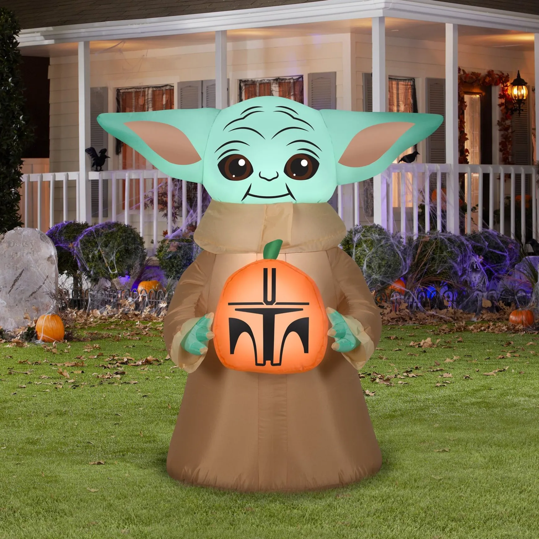Best National Tree Company Halloween Inflatable Decoration, Green, Baby Yoda, Self Inflating, Plug In, 42 Inches