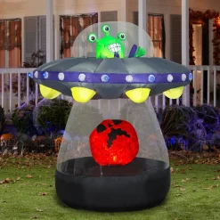 Best Sale National Tree Company Halloween Inflatable Decoration, Multi, Animated Alien Spacecraft, Led Lights, Plug In, 6 Feet