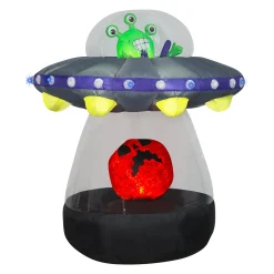 Store National Tree Company Halloween Inflatable Decoration, Multi, Animated Alien Spacecraft, Led Lights, Plug In, 6 Feet
