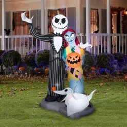 Fashion National Tree Company Halloween Inflatable Decoration, Black, Jack Skellington And Friends, Self Inflating, Plug In, 6 Feet
