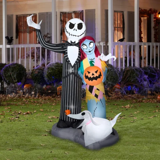 Fashion National Tree Company Halloween Inflatable Decoration, Black, Jack Skellington And Friends, Self Inflating, Plug In, 6 Feet