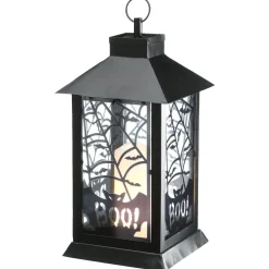 Cheap National Tree Company Halloween Lantern With Led Lights, Carved Images Of Bats And Cobwebs, 16 Inches