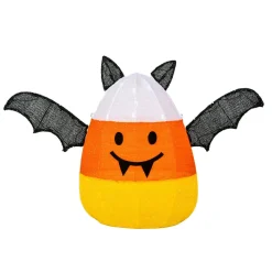 Fashion National Tree Company Halloween Lawn Decoration, Orange, Candy Corn Bat, Led Lights, Plug In, 27 Inches
