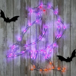 New National Tree Company Halloween Lighted Sign Decoration, White, Raven, Led Lights, Plug In, 2 Feet