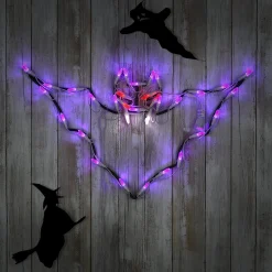 New National Tree Company Halloween Lighted Sign Decoration, White, Bat, Led Lights, Plug In, 23 Inches