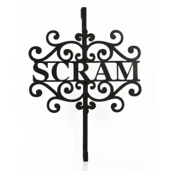 Outlet National Tree Company Halloween Metal Wreath Hanger, Black, 'Scram', 16 Inches